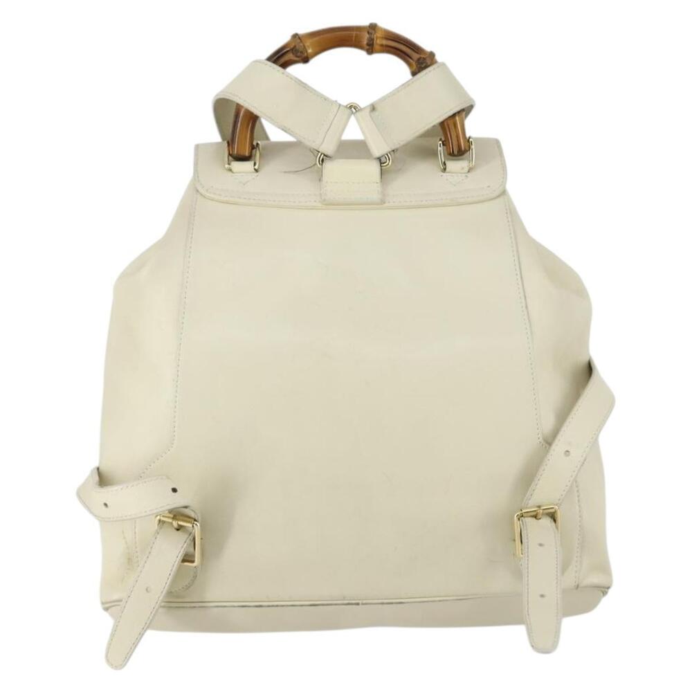 GUCCI Bamboo Backpack Leather Outlet Ivory Gold 003 8016 2058 Auth 151337 - Picture 2 of 16